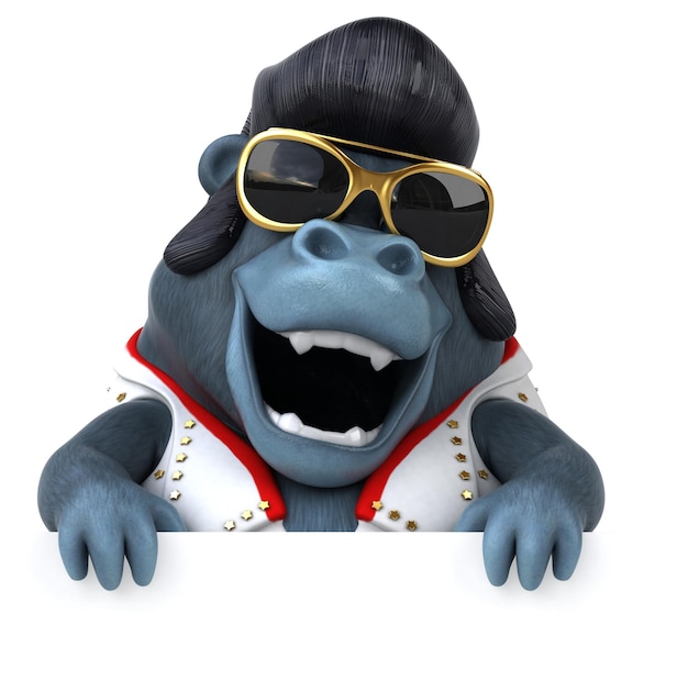 Zabawna ilustracja 3D z gorylą rockerem