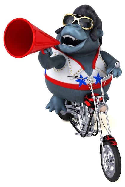 Zabawna ilustracja kreskówka 3D goryla rocker