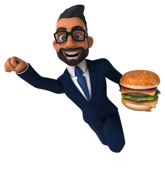 Zabawna ilustracja kreskówka 3D indyjskiego biznesmena