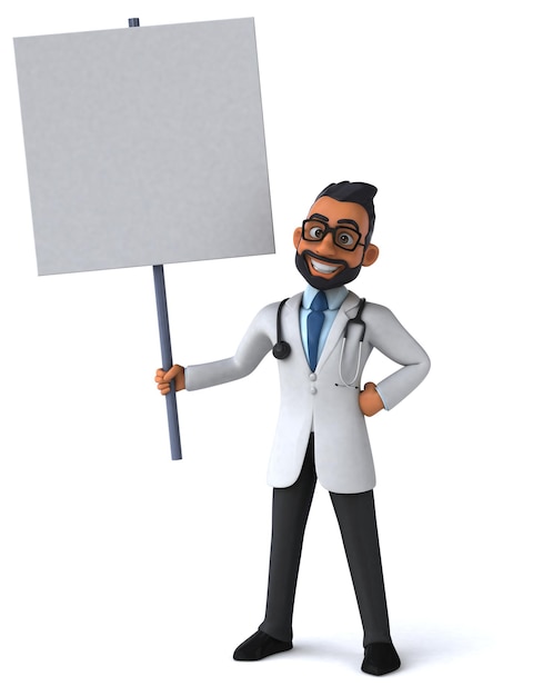 Zabawna ilustracja kreskówka 3D indyjskiego lekarza