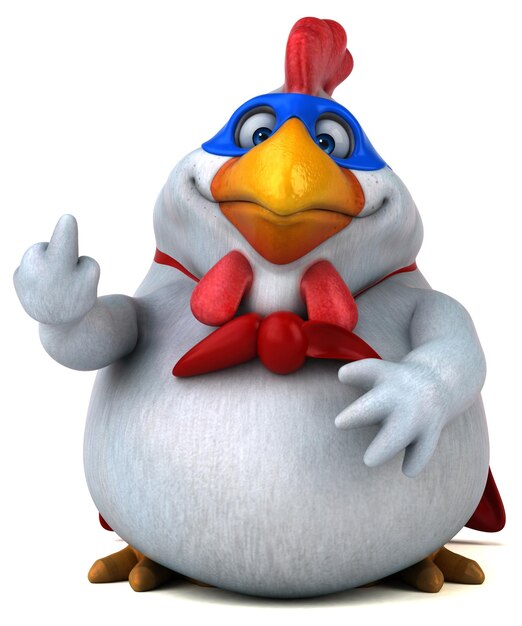 Zdjęcie zabawna ilustracja kreskówka 3d przedstawiająca superbohatera z kurczaka