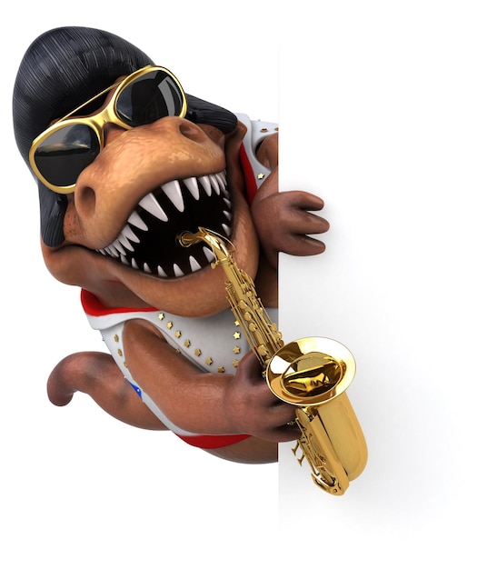 Zabawna Ilustracja Kreskówka 3d Rocker Trex