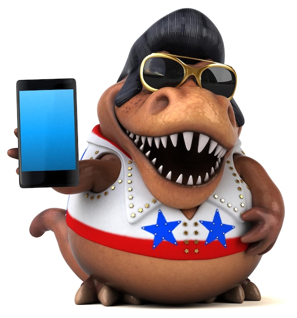 Zabawna ilustracja kreskówka 3D rocker Trex