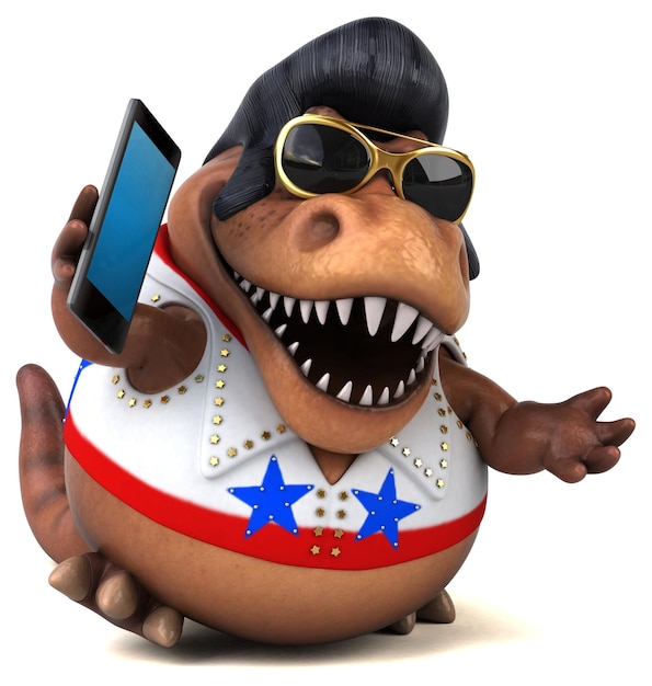 Zabawna ilustracja kreskówka 3D rocker Trex