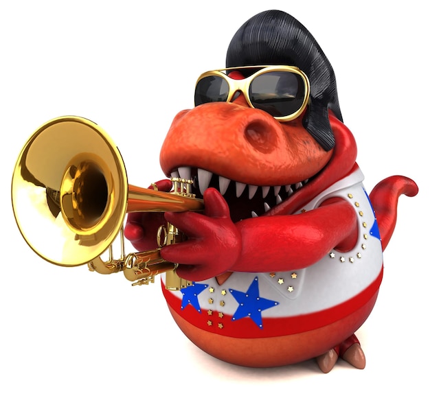 Zabawna ilustracja kreskówka 3D rocker Trex