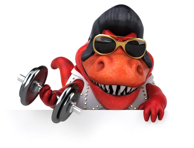 Zabawna ilustracja kreskówka 3D rocker Trex