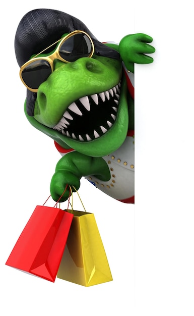 Zabawna ilustracja kreskówka 3D rocker Trex