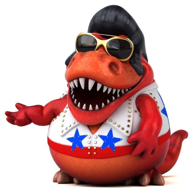 Zabawna ilustracja kreskówka 3D rocker Trex