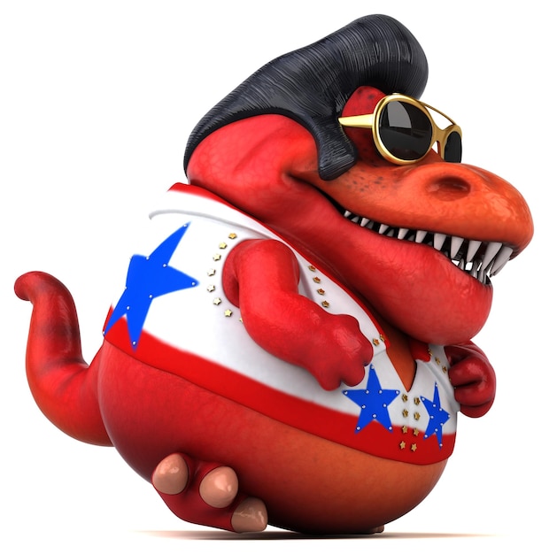 Zabawna ilustracja kreskówka 3D rocker Trex