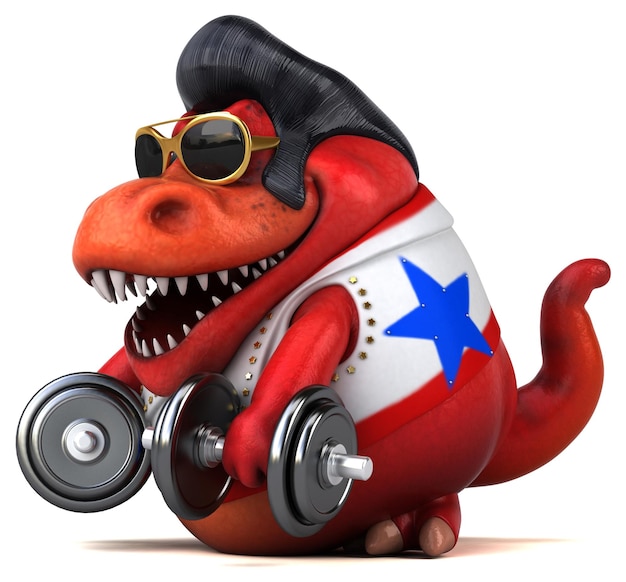 Zabawna ilustracja kreskówka 3D rocker Trex