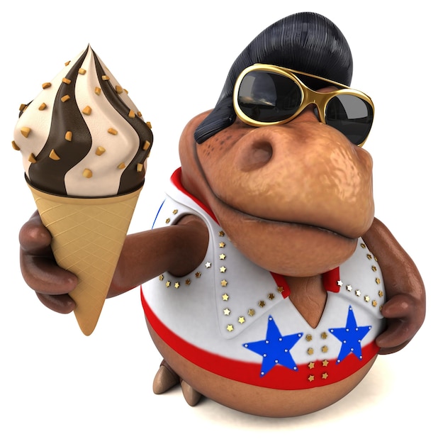 Zabawna ilustracja kreskówka 3D rocker Trex