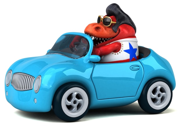 Zabawna ilustracja kreskówka 3D rocker Trex