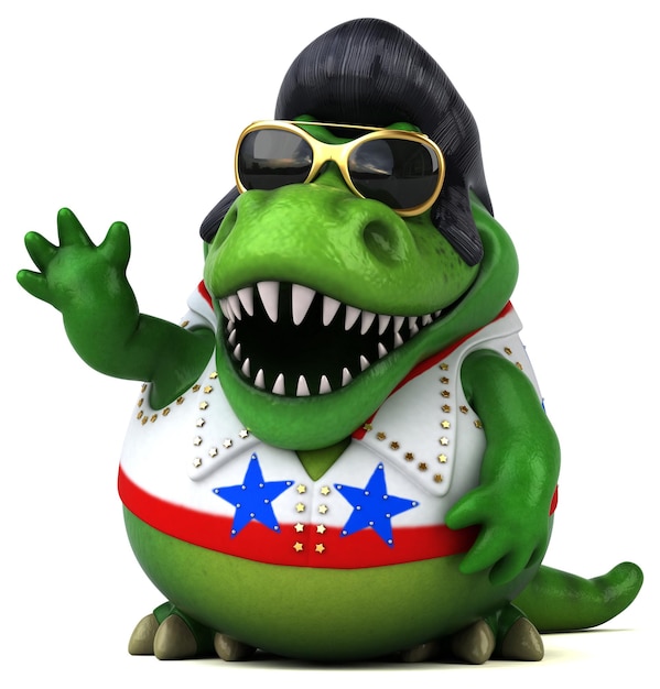 Zabawna ilustracja kreskówka 3D rocker Trex