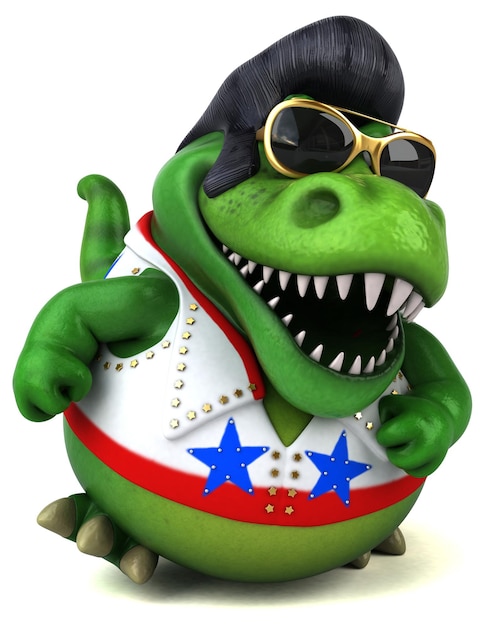 Zabawna ilustracja kreskówka 3D rocker Trex