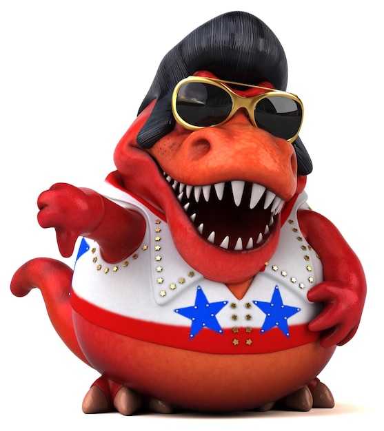 Zabawna ilustracja kreskówka 3D rocker Trex