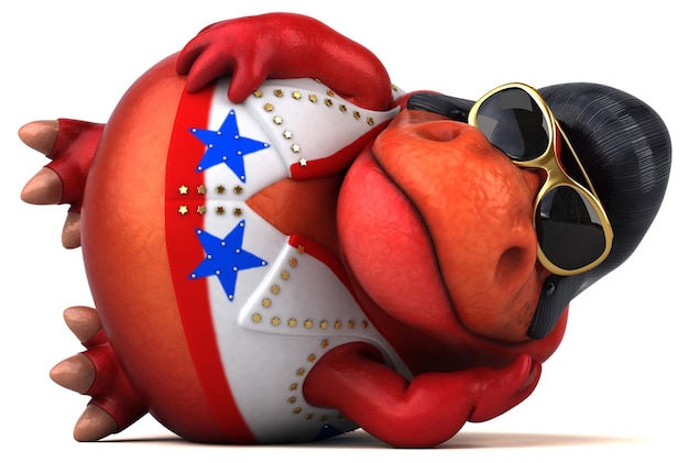 Zabawna ilustracja kreskówka 3D rocker Trex