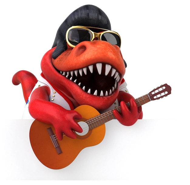 Zabawna ilustracja kreskówka 3D rocker Trex