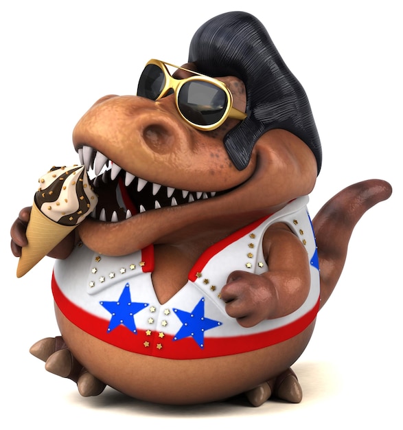 Zabawna ilustracja kreskówka 3D rocker Trex