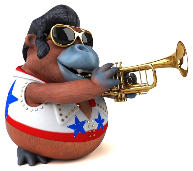 Zabawna ilustracja kreskówka 3D rockera Orang Outan