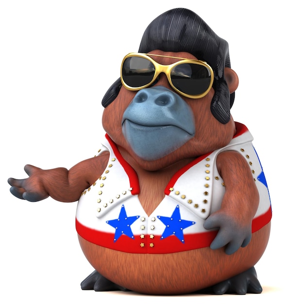 Zabawna ilustracja kreskówka 3D rockera Orang Outan