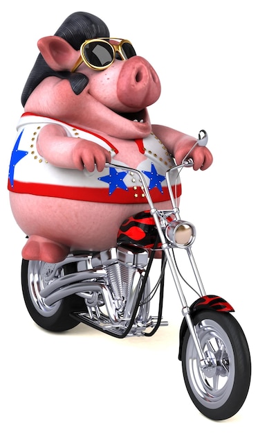 Zabawna ilustracja kreskówka 3D świni rocker