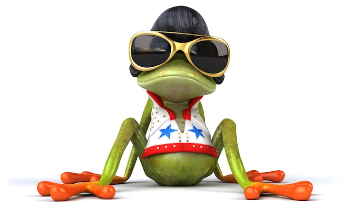 Zdjęcie zabawna ilustracja kreskówka 3d żaby rocker