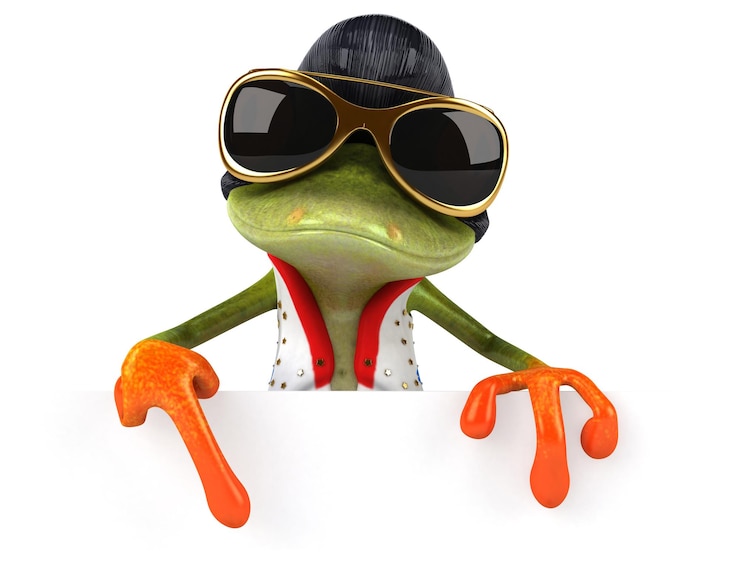 Zdjęcie zabawna ilustracja kreskówka 3d żaby rocker