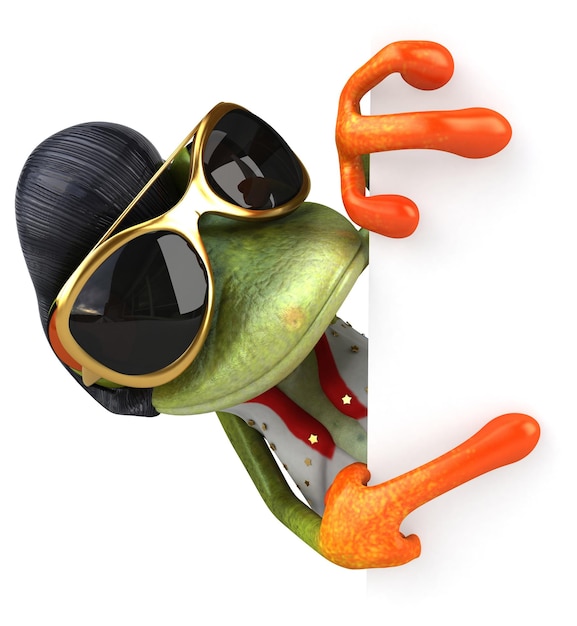 Zabawna ilustracja kreskówka 3D żaby rocker