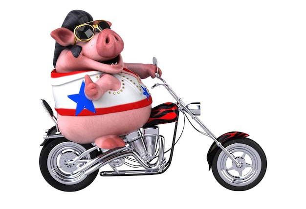 Zabawna ilustracja kreskówki 3D o Rocker Pig