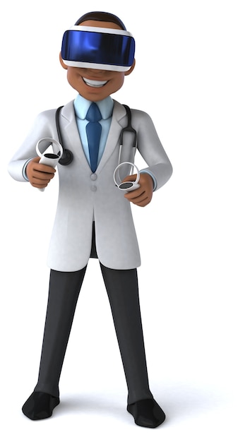 Zabawna ilustracja lekarza w kasku VR