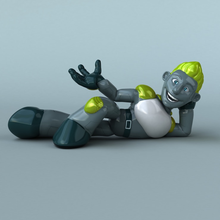 Zdjęcie zabawna ilustracja robota zielony