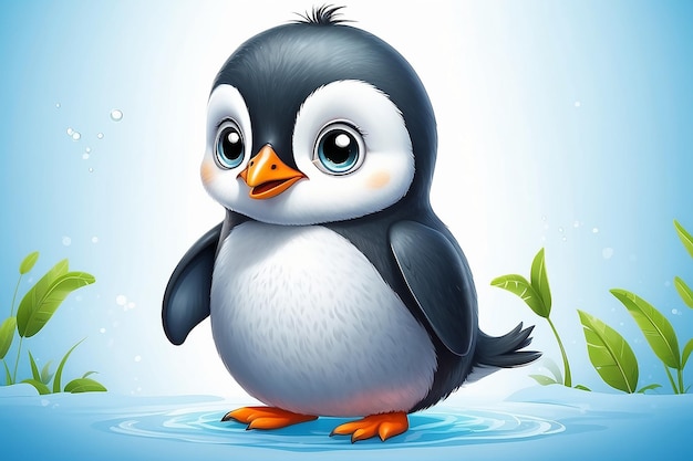 Zabawna ilustracja zoologiczna uroczego pingwina