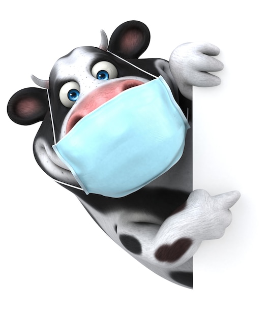 Zabawna kreskówka krowa 3D z maską