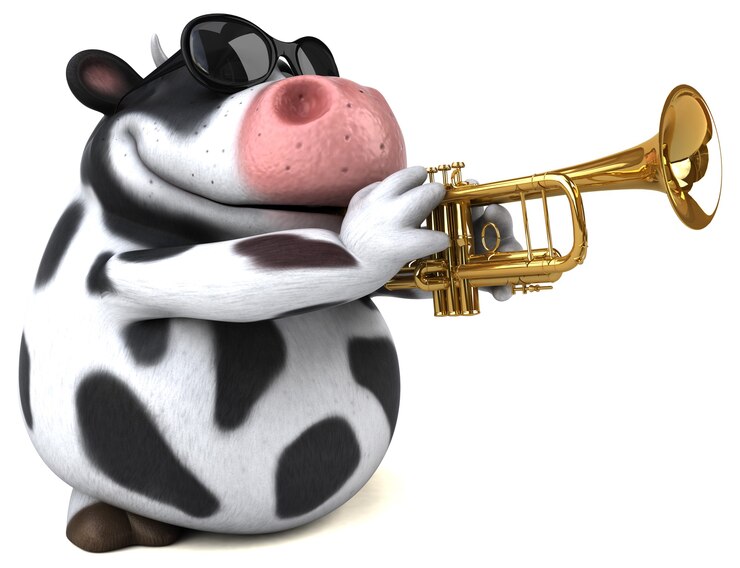 Zdjęcie zabawna krowa - ilustracja 3d