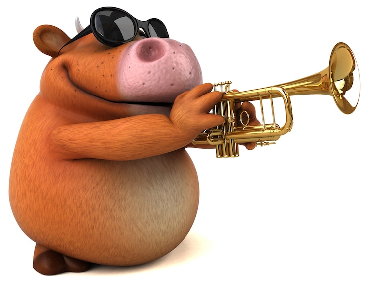 Zdjęcie zabawna krowa - ilustracja 3d