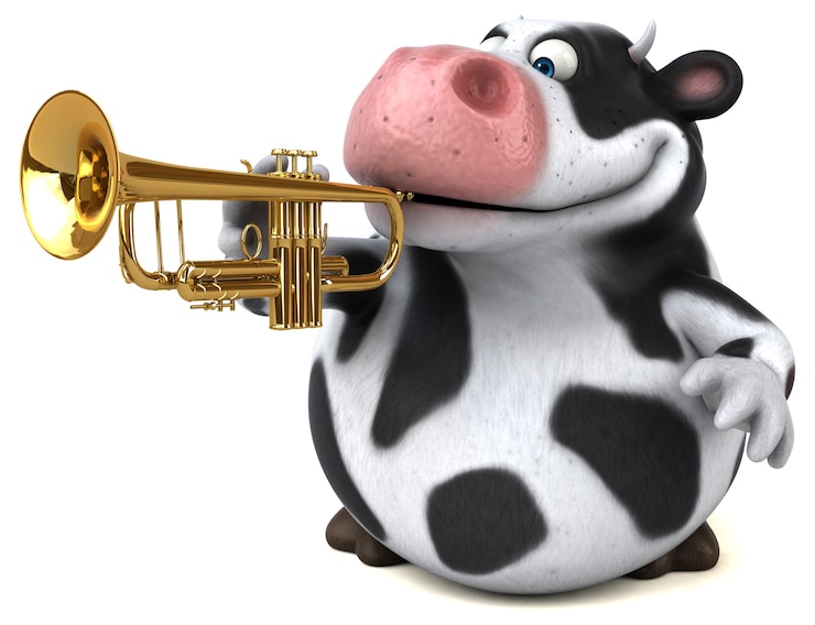 Zdjęcie zabawna krowa - ilustracja 3d