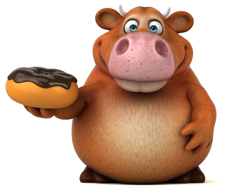 Zdjęcie zabawna krowa - ilustracja 3d