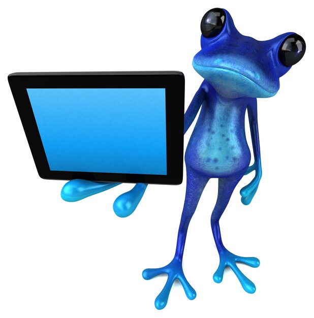Zabawna niebieska żaba - ilustracja 3D