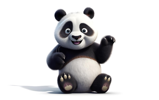 Zabawna panda, urocze wypchane zwierzę w kolorowym, kreskówkowym przedstawieniu