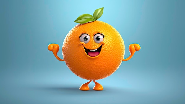 Zabawna pomarańcza z ilustracją uśmiechu wygenerowaną przez AI