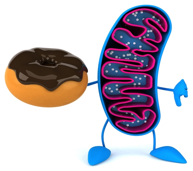 Zabawna postać z kreskówki 3D dotycząca mitochondriów