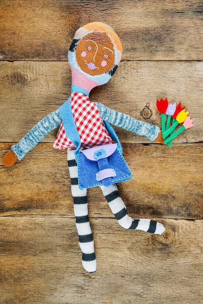 Zdjęcie zabawna ręcznie robiona lalka