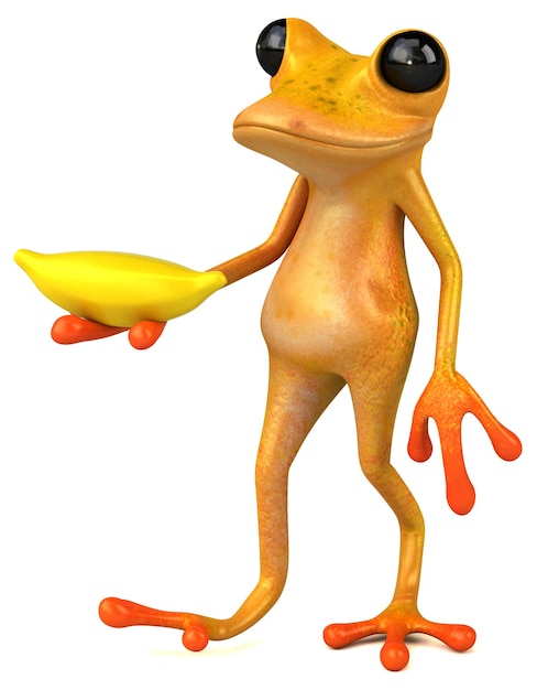 Zabawna żółta żaba - ilustracja 3D