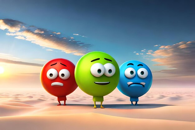 Zdjęcie zabawne emoji koncepcja 3d ilustracja stylesad emoji szczęśliwe emoji