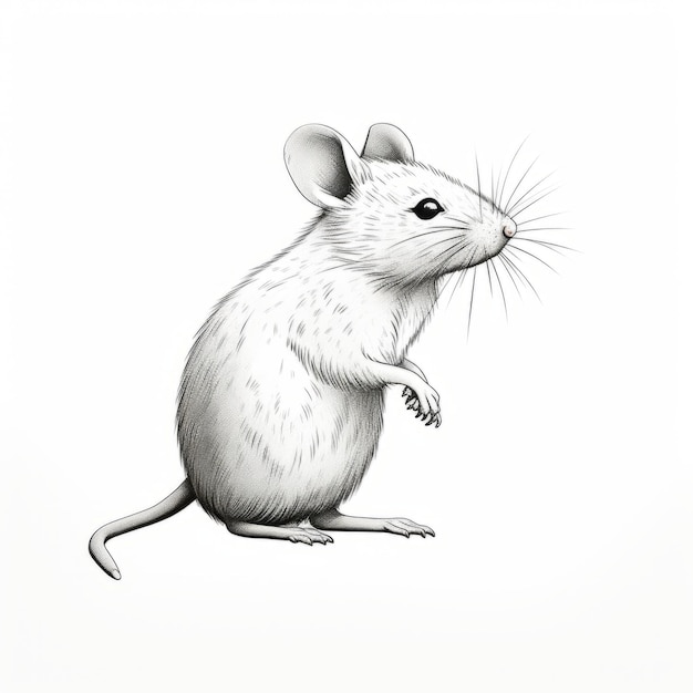 Zabawne i szczegółowe czarno-białe rysunki myszy