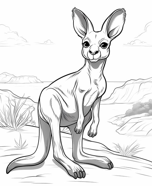 Zdjęcie zabawne kreskówki kanguru palooza do malowania dla dzieci
