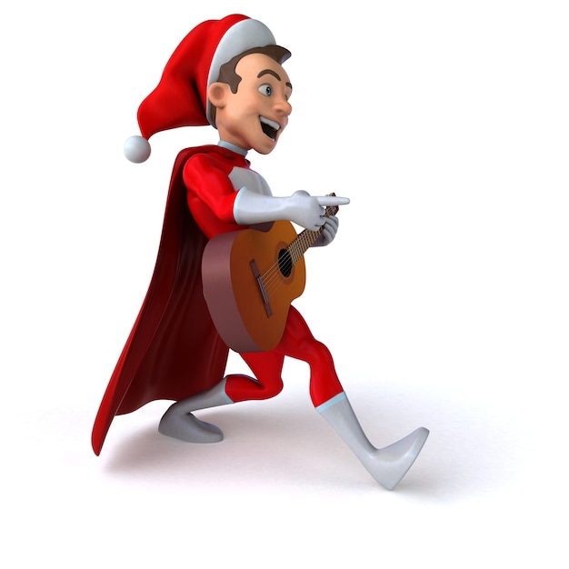 Zabawne renderowanie 3D zabawnego super Świętego Mikołaja