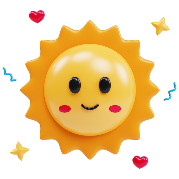 Zabawne słodkie emoji słoneczne 3D Ilustracja ikony