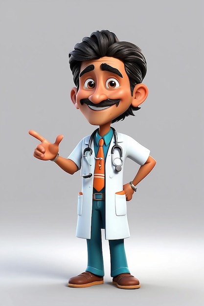 Zabawny 3D animowany indyjski lekarz