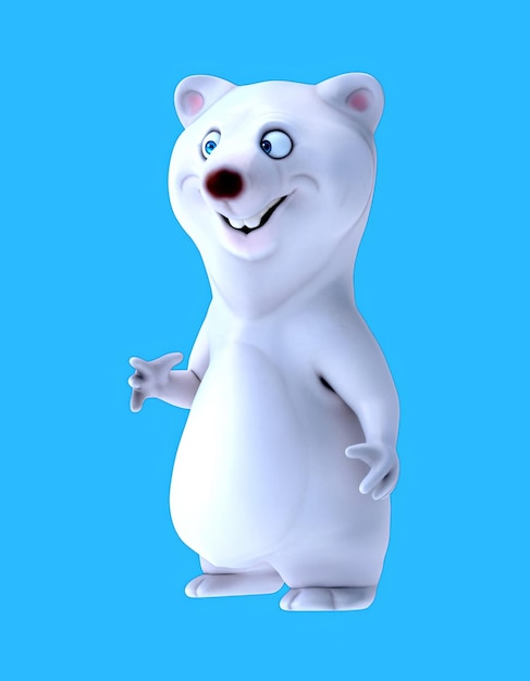 Zabawny 3D animowany niedźwiedź rozmawiający i prezentujący